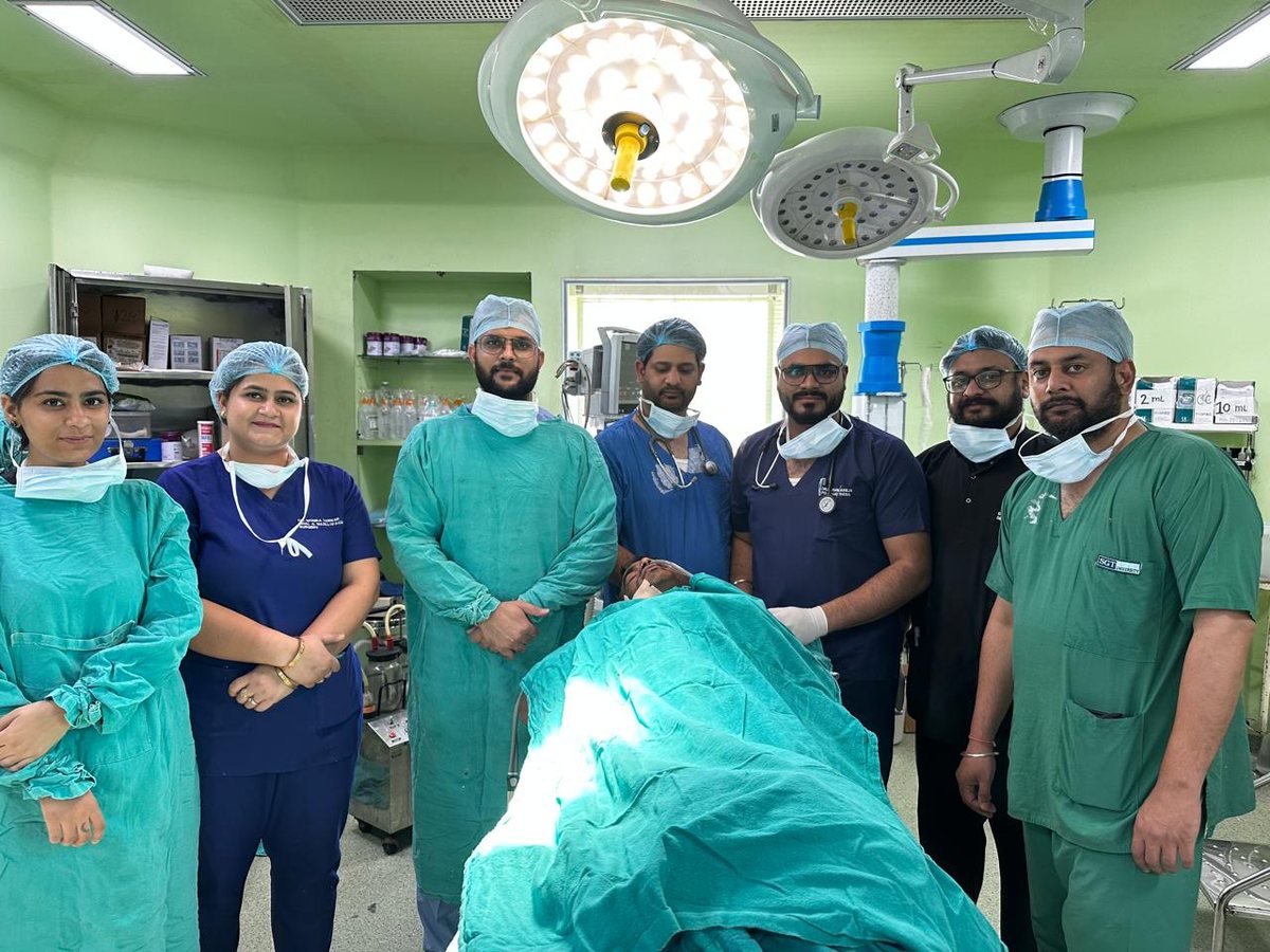 Dr Lokesh Yadav with the surgical team in theatre